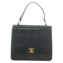 CHANEL Matelasse Hand Bag Leather Black Gold CC Auth yk20389SAV-13