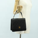 CHANEL Matelasse Hand Bag Leather Black Gold CC Auth yk20389SAV-25