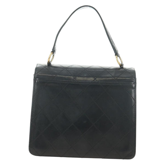 CHANEL Matelasse Hand Bag Leather Black Gold CC Auth yk20389SAV