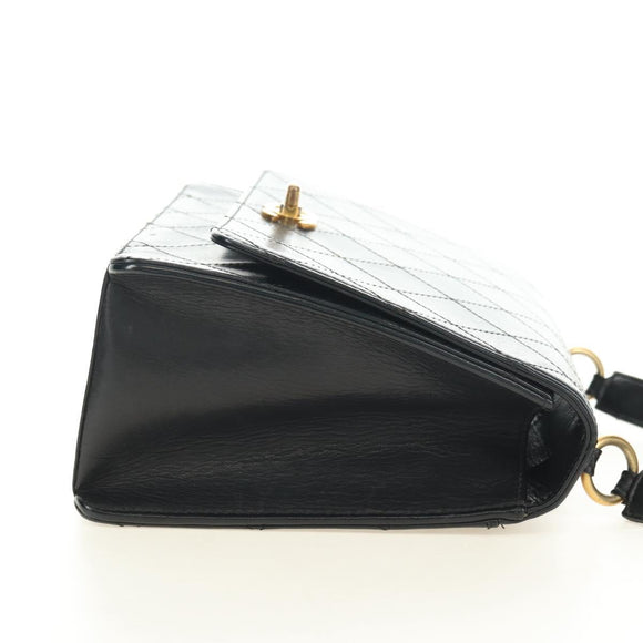 CHANEL Matelasse Hand Bag Leather Black Gold CC Auth yk20389SAV
