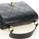 CHANEL Matelasse Hand Bag Leather Black Gold CC Auth yk20389SAV-6