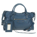 BALENCIAGA Classic City Hand Bag Leather 2way Blue Silver 505550 Auth yk20391SAM-1