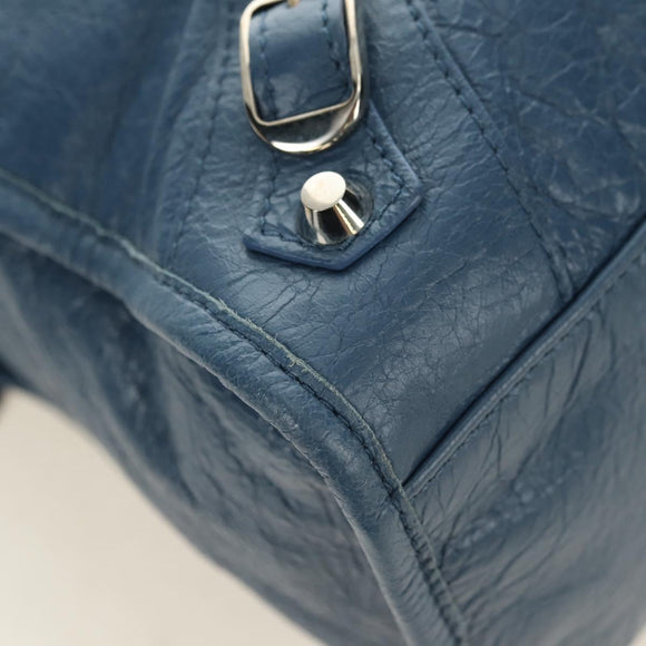 BALENCIAGA Classic City Hand Bag Leather 2way Blue Silver 505550 Auth yk20391SAM