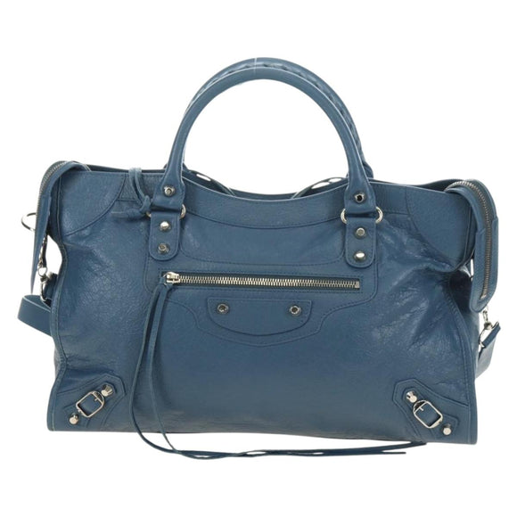 BALENCIAGA Classic City Hand Bag Leather 2way Blue Silver 505550 Auth yk20391SAM