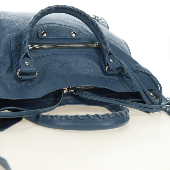 BALENCIAGA Classic City Hand Bag Leather 2way Blue Silver 505550 Auth yk20391SAM