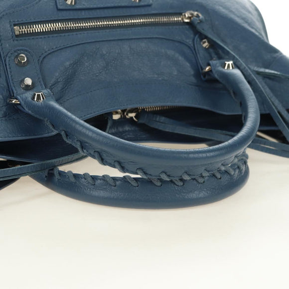 BALENCIAGA Classic City Hand Bag Leather 2way Blue Silver 505550 Auth yk20391SAM
