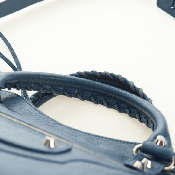 BALENCIAGA Classic City Hand Bag Leather 2way Blue Silver 505550 Auth yk20391SAM