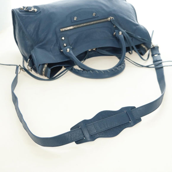 BALENCIAGA Classic City Hand Bag Leather 2way Blue Silver 505550 Auth yk20391SAM