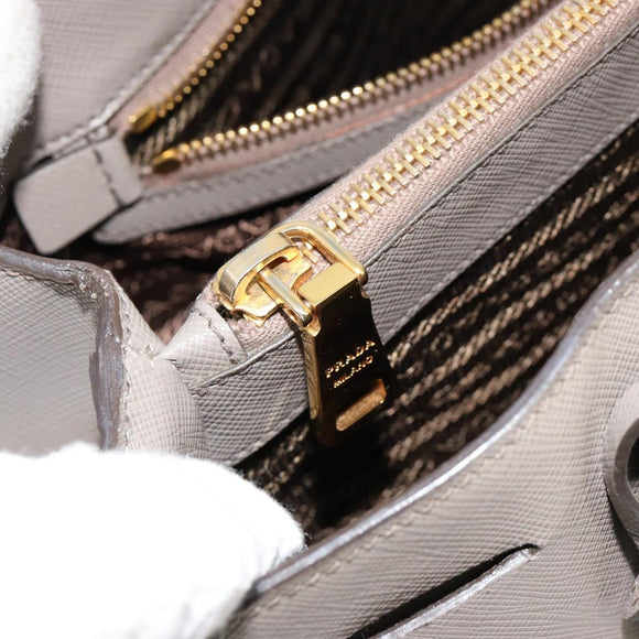PRADA Galleria Handtas Saffiano leer Grijs Goud Origineel yk20395A