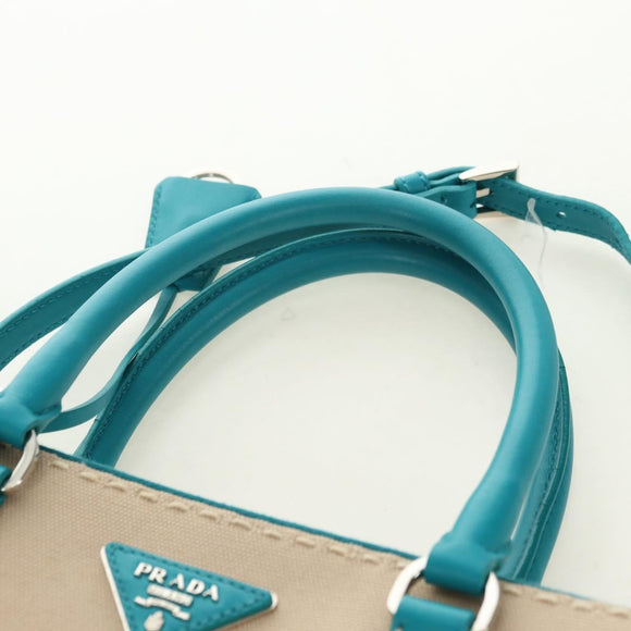 PRADA Galleria Hand Bag Leather 2way Blue Silver Auth yk20397SAM