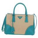 PRADA Galleria Hand Bag Leather 2way Blue Silver Auth yk20397SAM-2