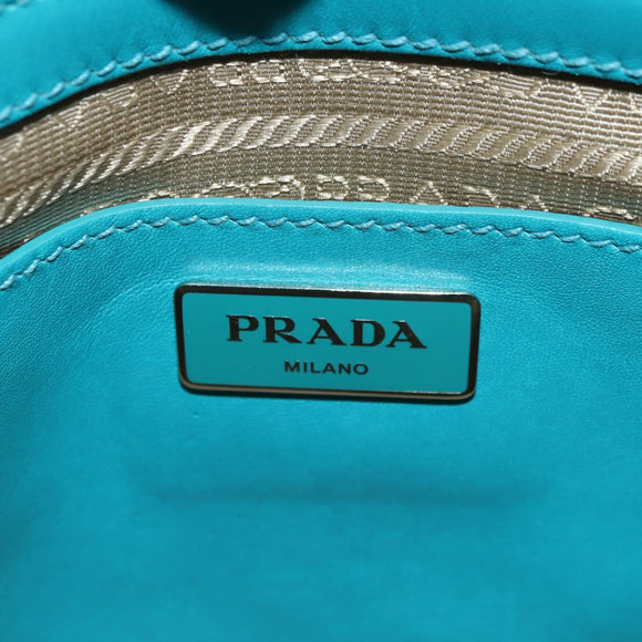 PRADA Galleria Hand Bag Leather 2way Blue Silver Auth yk20397SAM