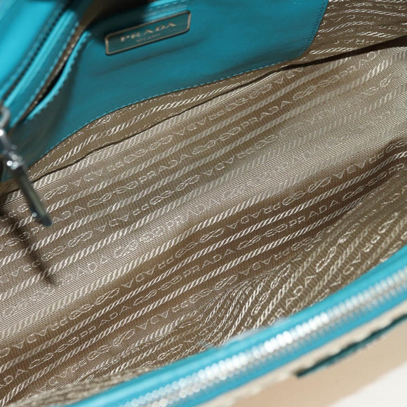 PRADA Galleria Hand Bag Leather 2way Blue Silver Auth yk20397SAM