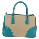 PRADA Galleria Hand Bag Leather 2way Blue Silver Auth yk20397SAM-3