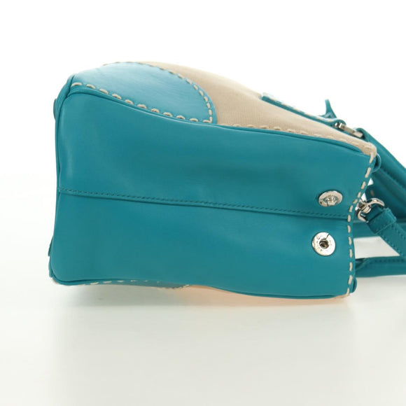 PRADA Galleria Hand Bag Leather 2way Blue Silver Auth yk20397SAM