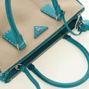 PRADA Galleria Hand Bag Leather 2way Blue Silver Auth yk20397SAM-8