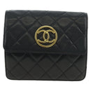 CHANEL Matelasse Ketting Schoudertas Lamsleer Zwart Goud CC Auth yk20399SAV-13