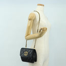 CHANEL Matelasse Ketting Schoudertas Lamsleer Zwart Goud CC Auth yk20399SAV-24
