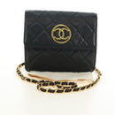 CHANEL Matelasse Ketting Schoudertas Lamsleer Zwart Goud CC Auth yk20399SAV-12