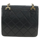 CHANEL Matelasse Ketting Schoudertas Lamsleer Zwart Goud CC Auth yk20399SAV-2