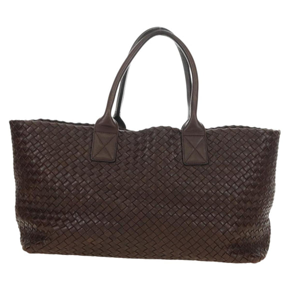 BOTTEGA VENETA INTRECCIATO Cabas MM Bag Leather Brown 115664 Auth yk20402SAV