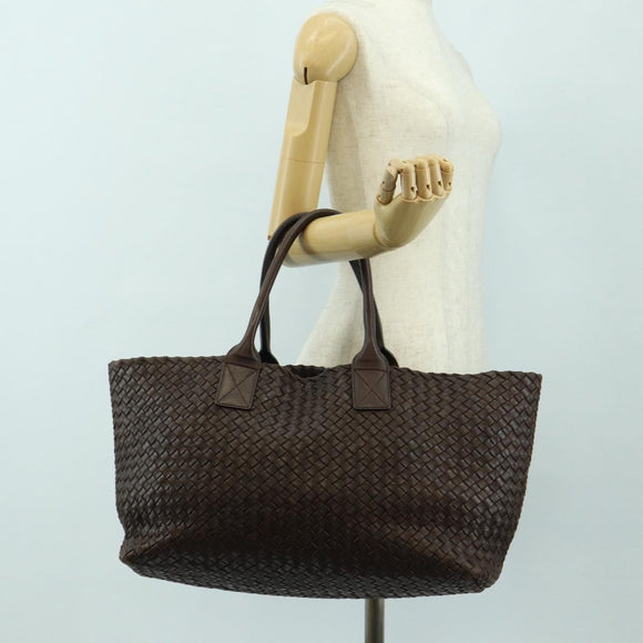 BOTTEGA VENETA INTRECCIATO Cabas MM Bag Leather Brown 115664 Auth yk20402SAV
