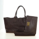 BOTTEGA VENETA INTRECCIATO Cabas MM Bag Leather Brown 115664 Auth yk20402SAV-12