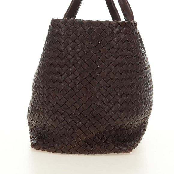BOTTEGA VENETA INTRECCIATO Cabas MM Bag Leather Brown 115664 Auth yk20402SAV