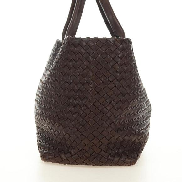 BOTTEGA VENETA INTRECCIATO Cabas MM Bag Leather Brown 115664 Auth yk20402SAV