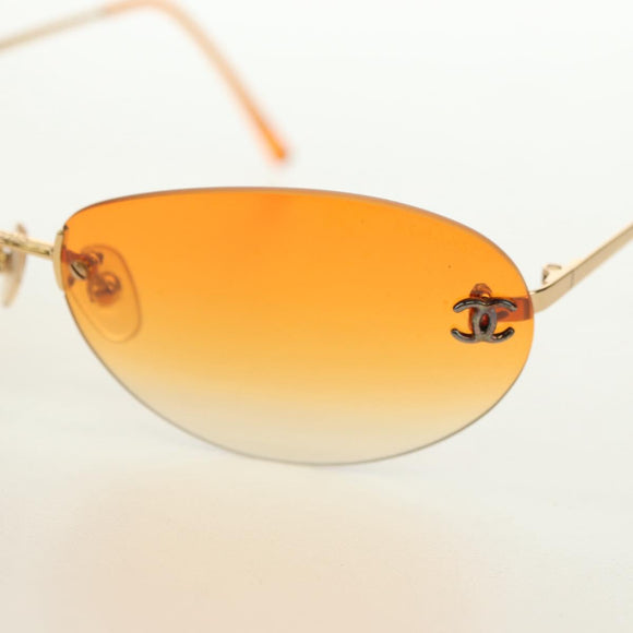CHANEL Sunglasses metal Orange CC Auth yk20403SAM