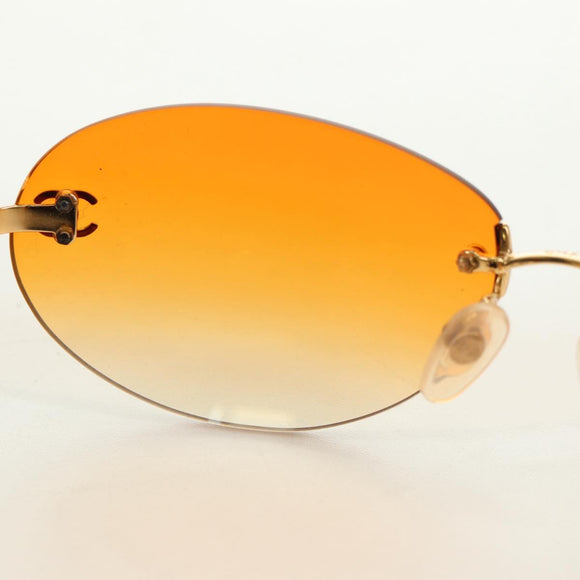 CHANEL Sunglasses metal Orange CC Auth yk20403SAM