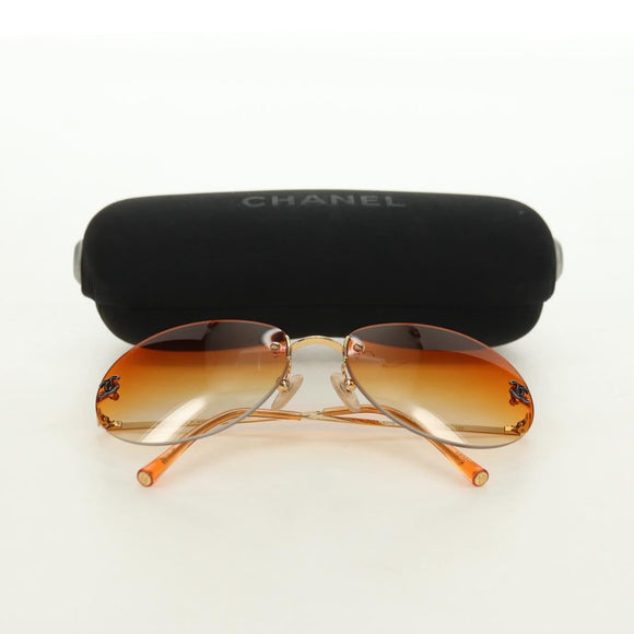 CHANEL Sunglasses metal Orange CC Auth yk20403SAM