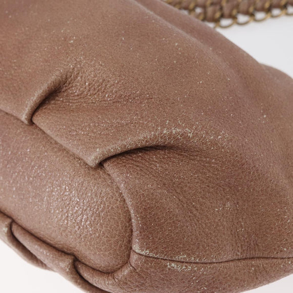 PRADA Chain Shoulder Bag Leather Pink Gold Auth yk20410A