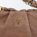 PRADA Chain Shoulder Bag Leather Pink Gold Auth yk20410A-18