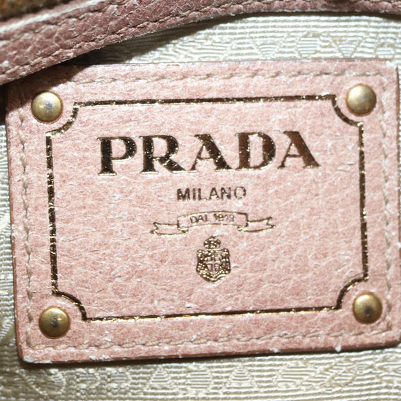 PRADA Chain Shoulder Bag Leather Pink Gold Auth yk20410A