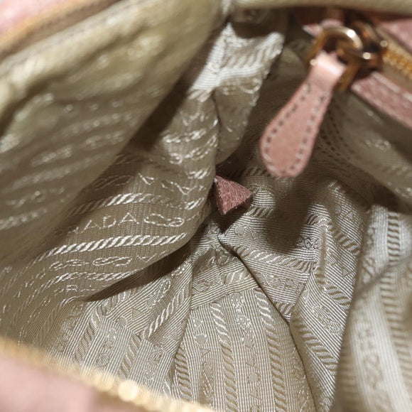 PRADA Chain Shoulder Bag Leather Pink Gold Auth yk20410A