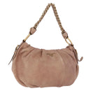 PRADA Chain Shoulder Bag Leather Pink Gold Auth yk20410A-1