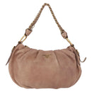 PRADA Chain Shoulder Bag Leather Pink Gold Auth yk20410A-13