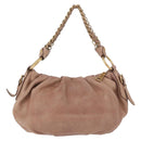 PRADA Chain Shoulder Bag Leather Pink Gold Auth yk20410A-2