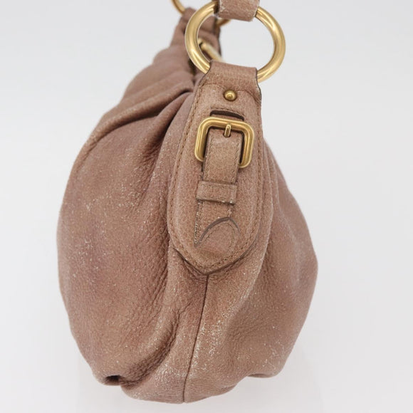 PRADA Chain Shoulder Bag Leather Pink Gold Auth yk20410A