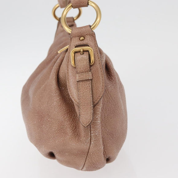 PRADA Chain Shoulder Bag Leather Pink Gold Auth yk20410A