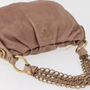 PRADA Chain Shoulder Bag Leather Pink Gold Auth yk20410A-6