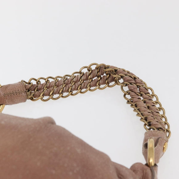 PRADA Chain Shoulder Bag Leather Pink Gold Auth yk20410A
