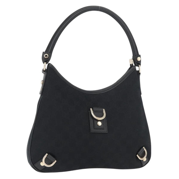 GUCCI Abbey GG Canvas Shoulder Bag Schwarz Gold 130738 Auth yk20411SAV