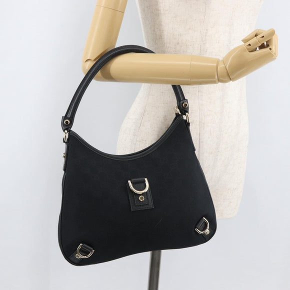 GUCCI Abbey GG Canvas Shoulder Bag Schwarz Gold 130738 Auth yk20411SAV