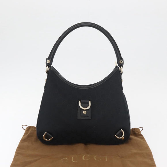 GUCCI Abbey GG Canvas Shoulder Bag Schwarz Gold 130738 Auth yk20411SAV