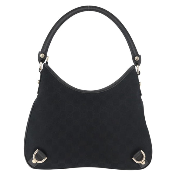GUCCI Abbey GG Canvas Shoulder Bag Schwarz Gold 130738 Auth yk20411SAV