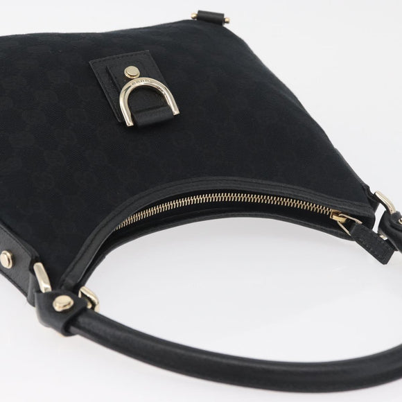 GUCCI Abbey GG Canvas Shoulder Bag Schwarz Gold 130738 Auth yk20411SAV