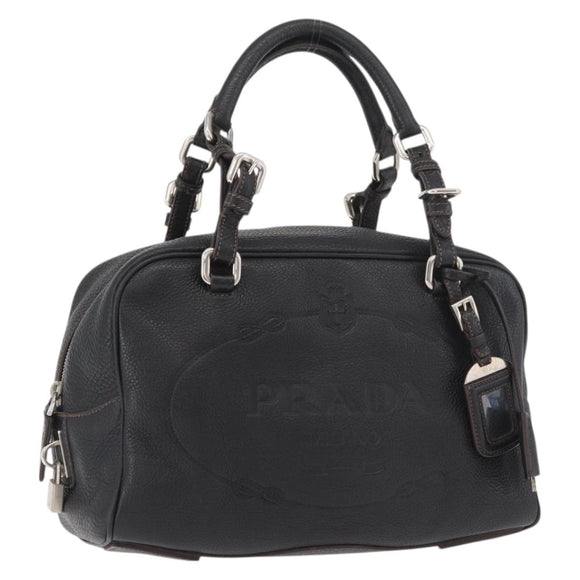 PRADA Handtasche Leder Schwarz Silber Auth yk20414SAM