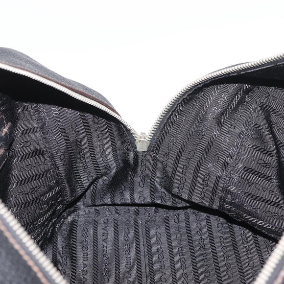 PRADA Handtasche Leder Schwarz Silber Auth yk20414SAM